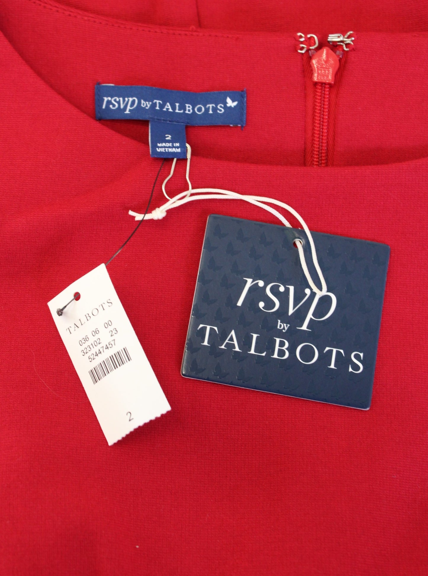 NWT Talbots RSVP Solid Red Ponte Knit Cutout Scalloped Sleeve Shift Dress Size 2