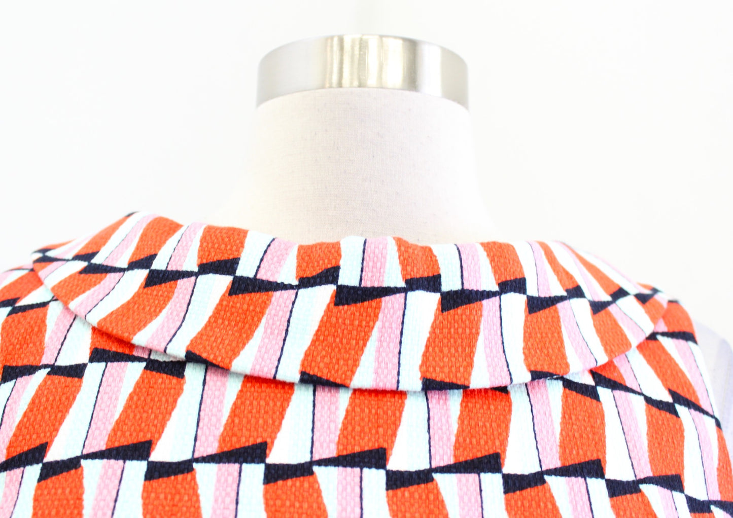 Boden Martha Geometric Print Seam Detail Foldover Collar Sheath Dress Sz Us 8R 8