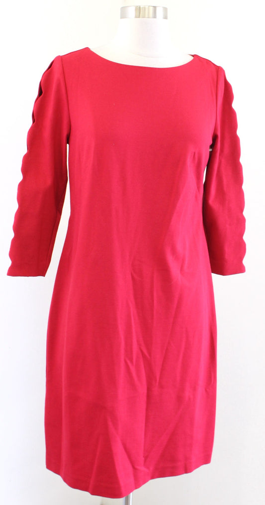 NWT Talbots RSVP Solid Red Ponte Knit Cutout Scalloped Sleeve Shift Dress Size 2