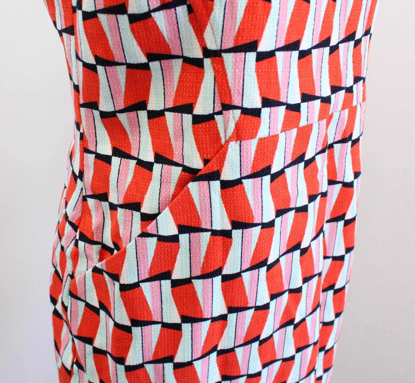 Boden Martha Geometric Print Seam Detail Foldover Collar Sheath Dress Sz Us 8R 8