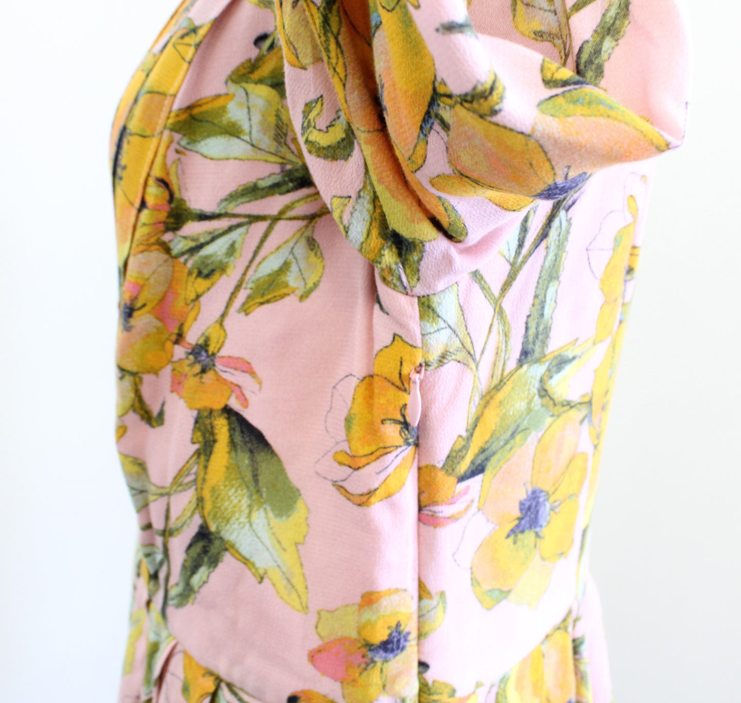 Free People Tegan Pink Yellow Floral Print Tunic Mini Dress Size 6 Keyhole