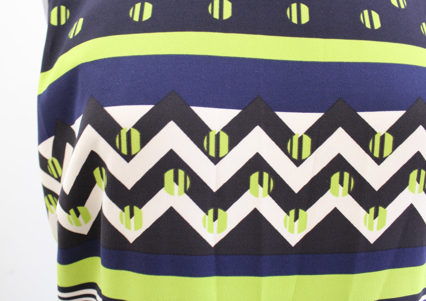Tahari ASL Levine Bold Geometric Striped Fit and Flare Dress Size 12 Blue Green