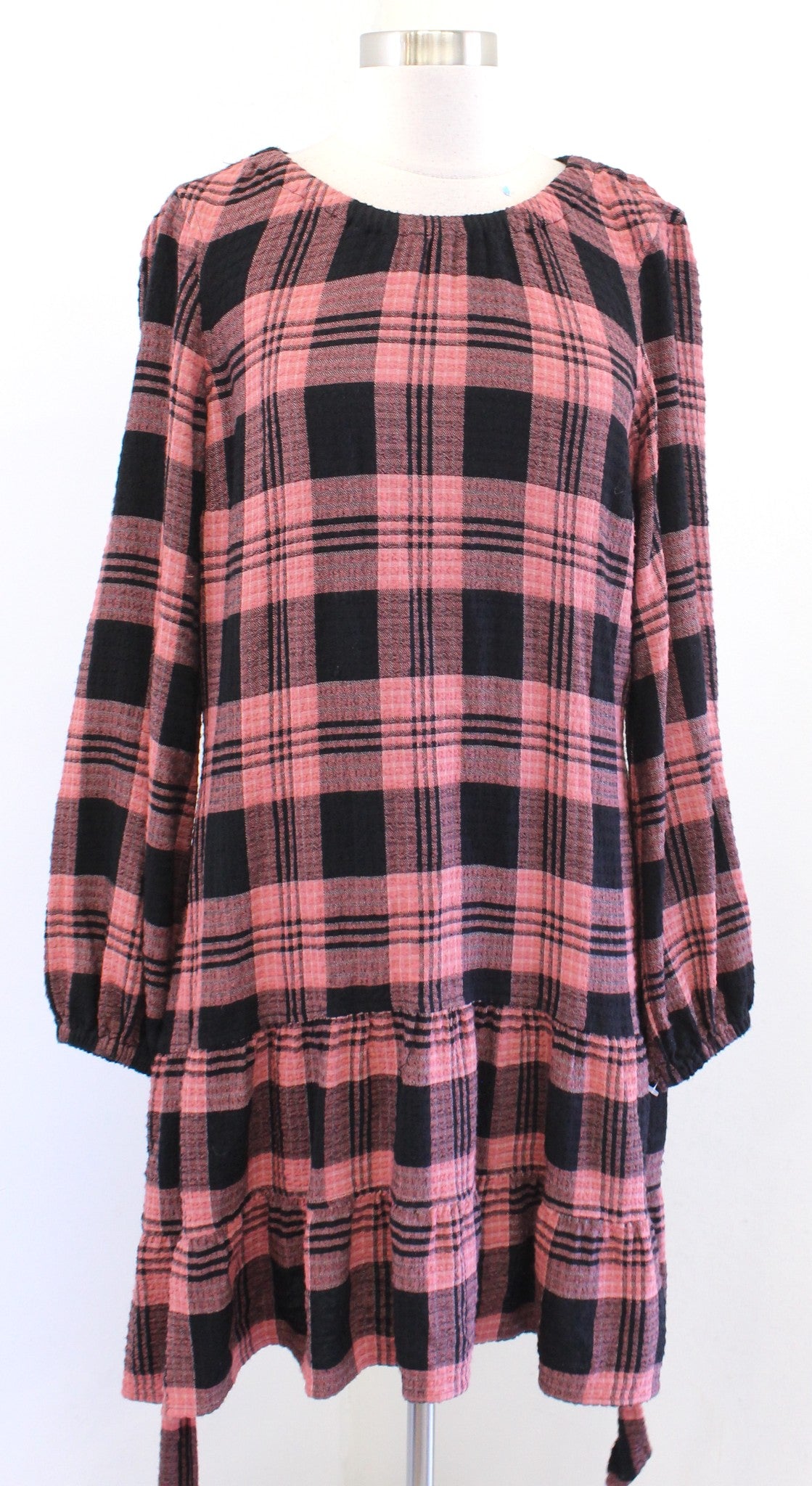 Cloth and Stone for Anthropologie Daia Plaid Tie Waist Flounce Dress Size S