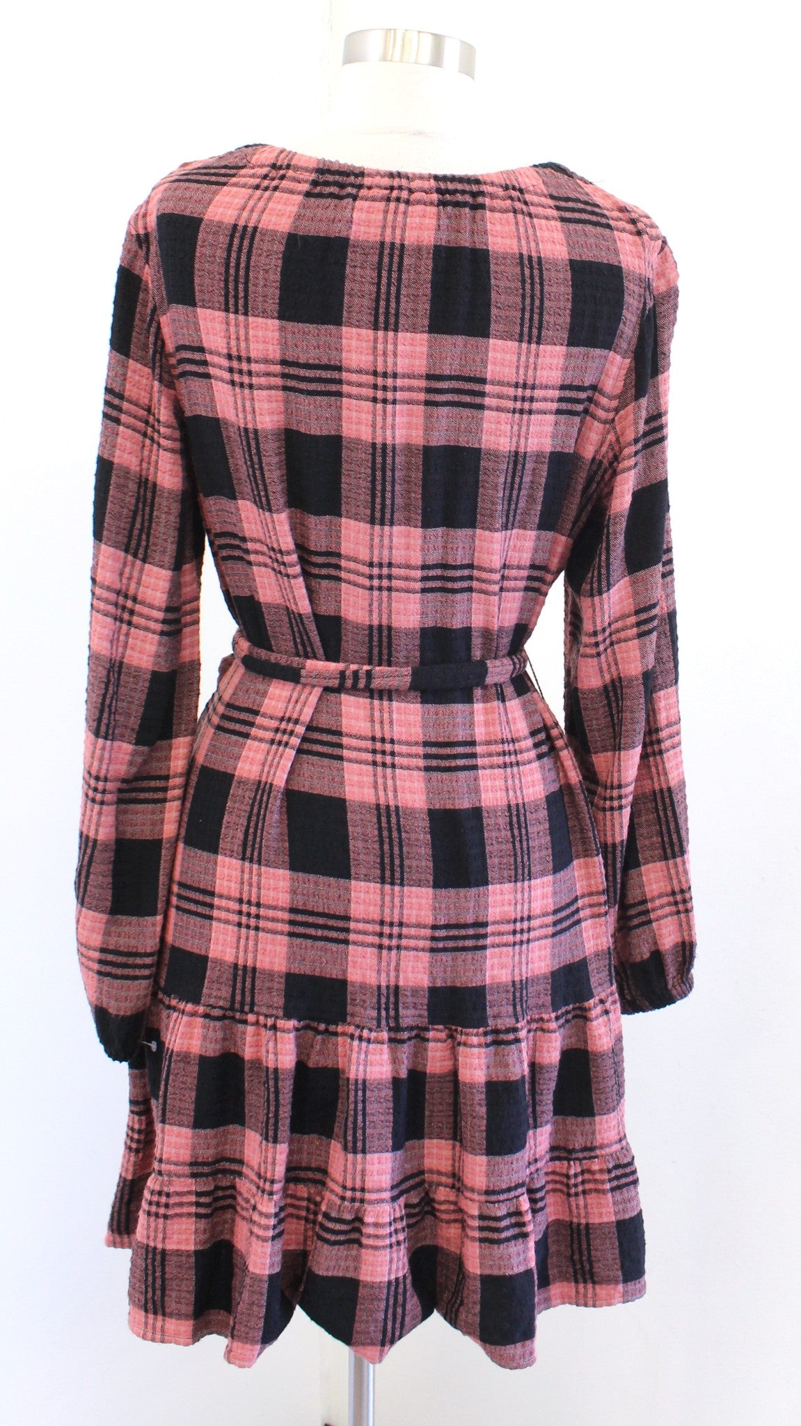 Cloth and Stone for Anthropologie Daia Plaid Tie Waist Flounce Dress Size S