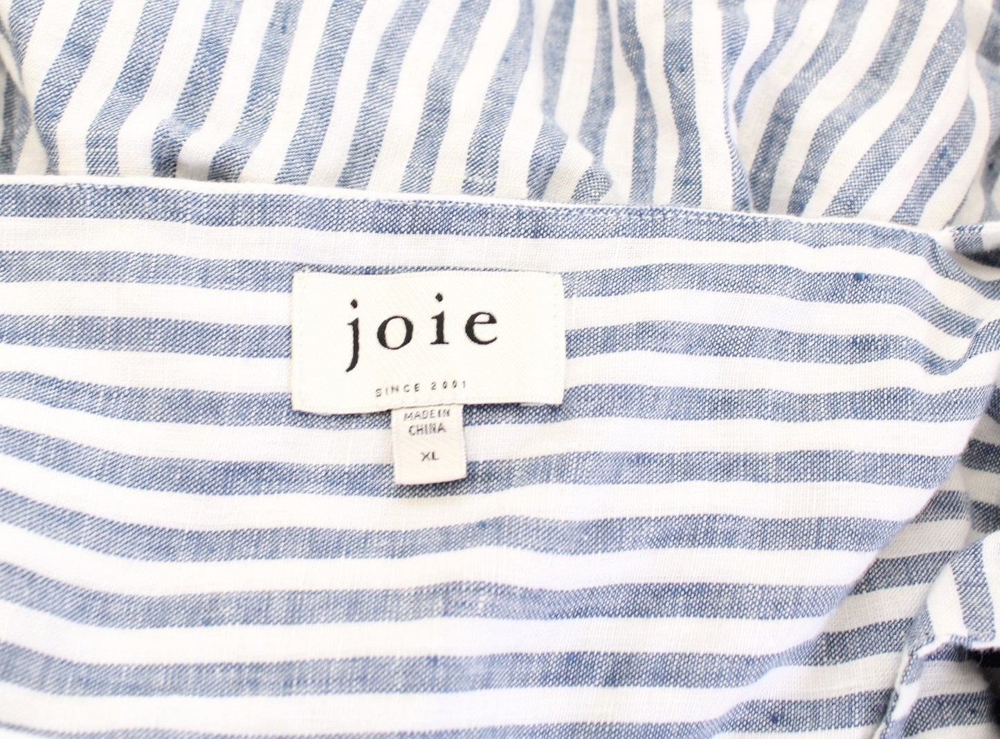 Joie Anjelica Blue White Striped Linen Linen Smock Dress Size XL Square Neck