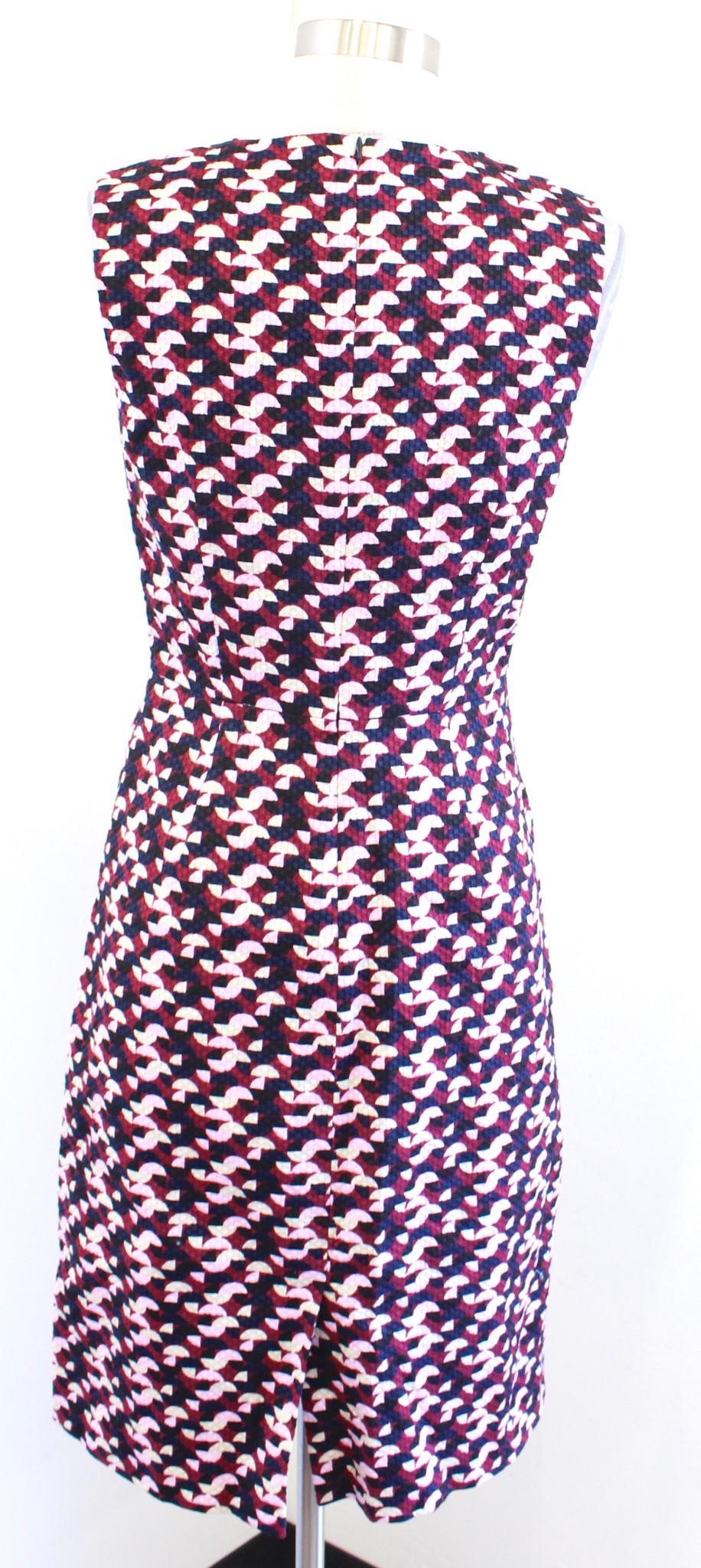 J Crew Womens Geometric Print Textured Portfolio Sheath Dress Size 4 Career Navy