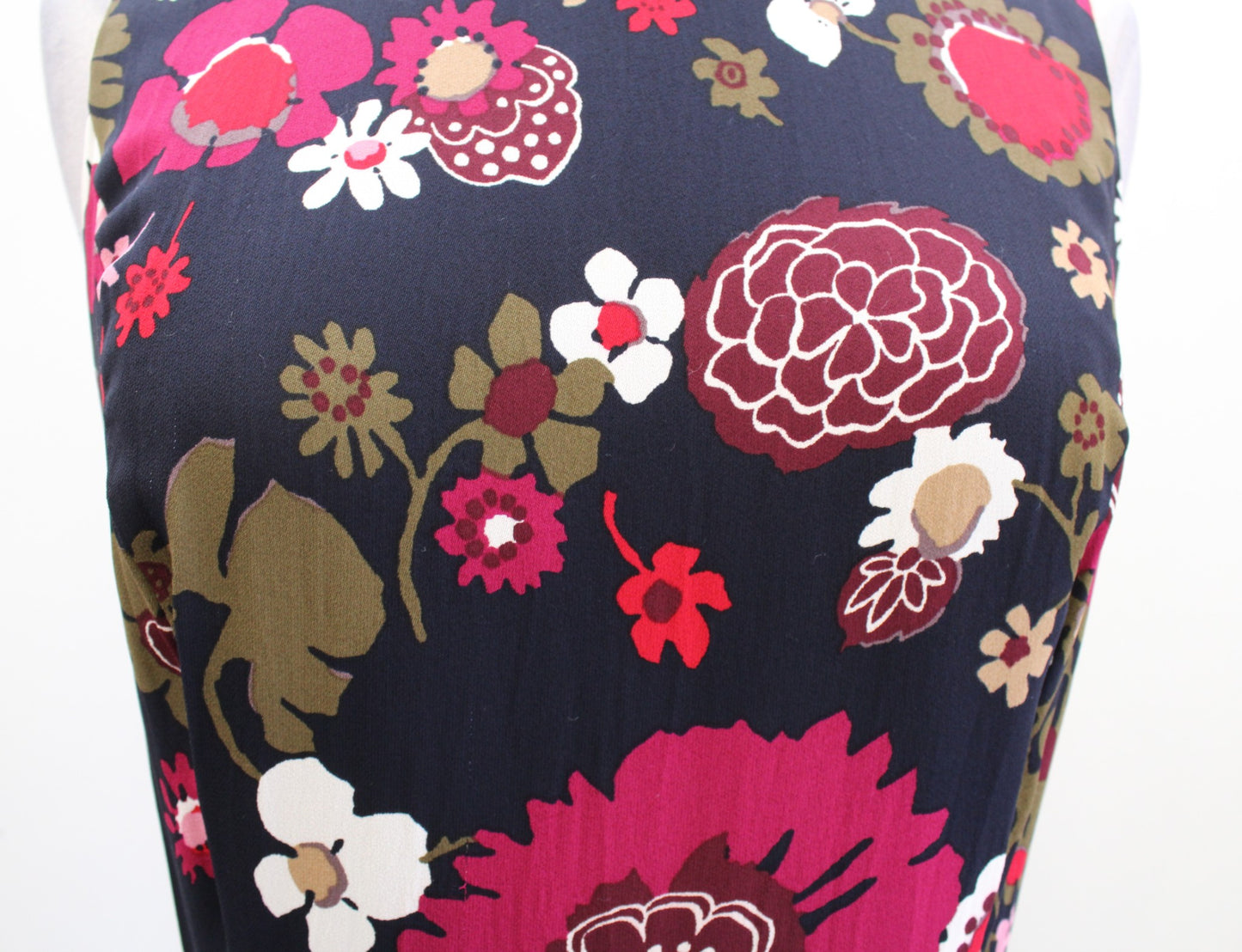 Brooks Brothers Navy Blue Floral Sleeveless A Line Flounce Hem Dress Size 2