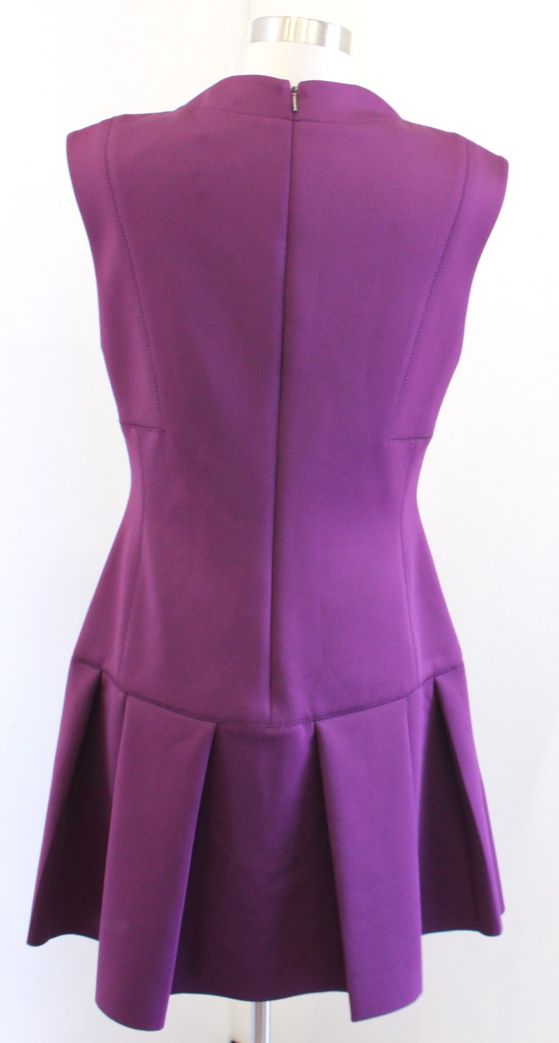 NWT Rebecca Taylor Purple Scuba Structured Mock Neck Drop Waist Dress Size 10