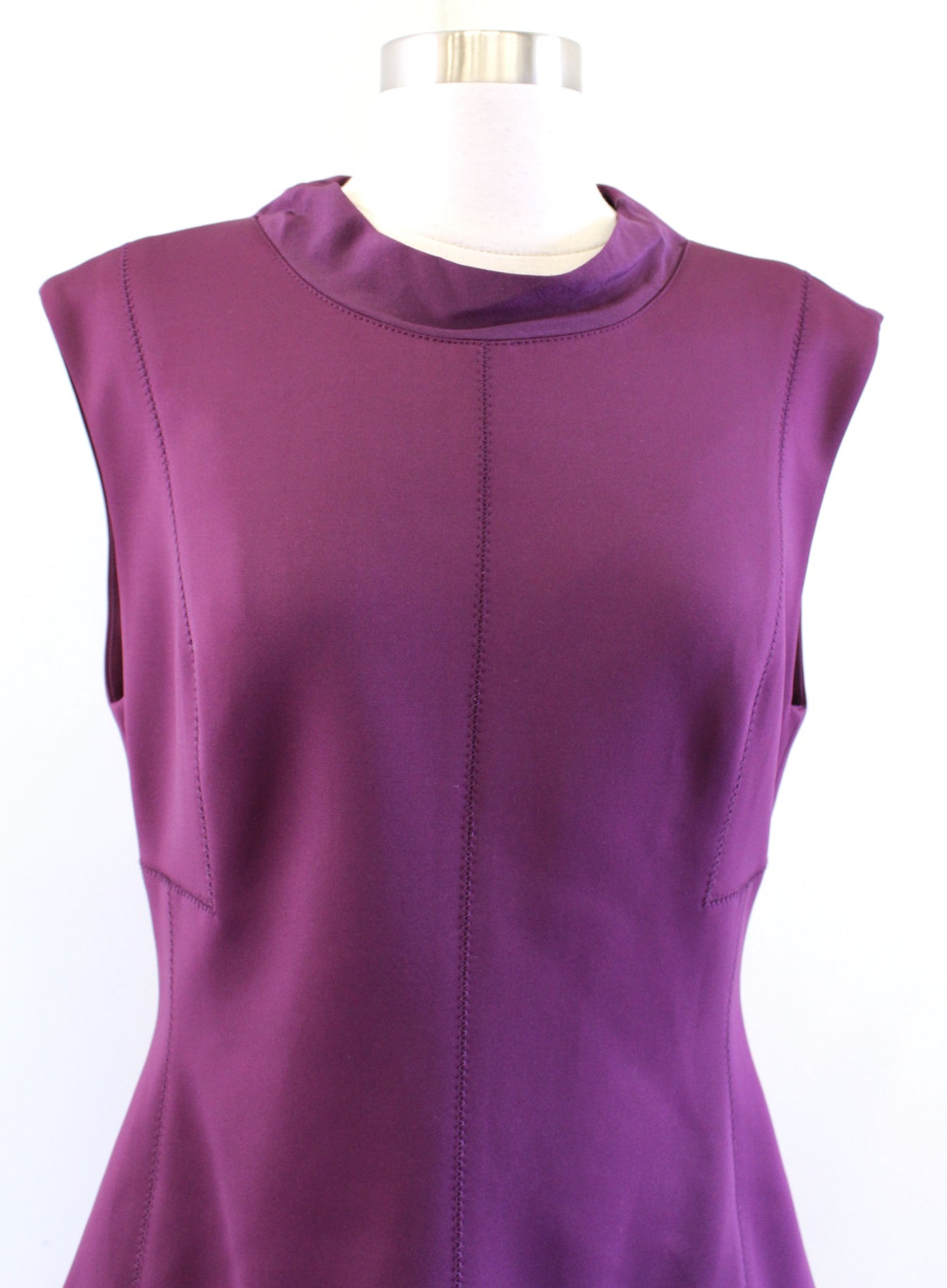 NWT Rebecca Taylor Purple Scuba Structured Mock Neck Drop Waist Dress Size 10