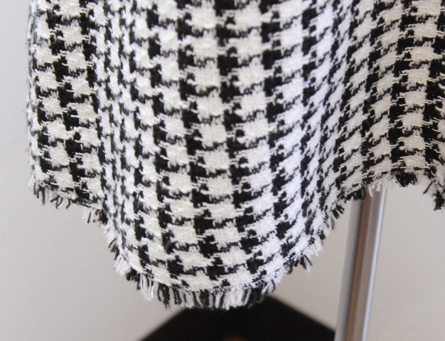 Kate Spade Black White Houndstooth Tweed Fringe Bow A Line Mini Dress Size 12