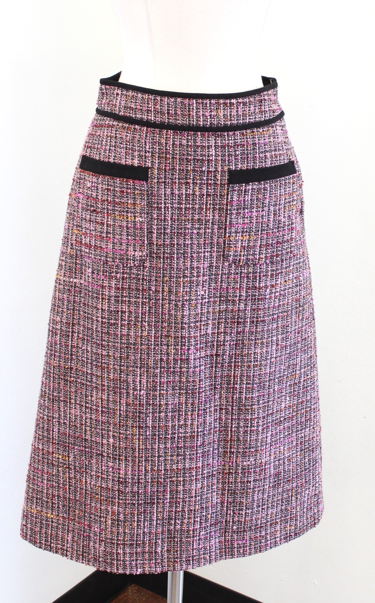 Kate Spade Tweed Puff Sleeve Blazer Jacket & Skirt Suit Set Size 00 Pink Black