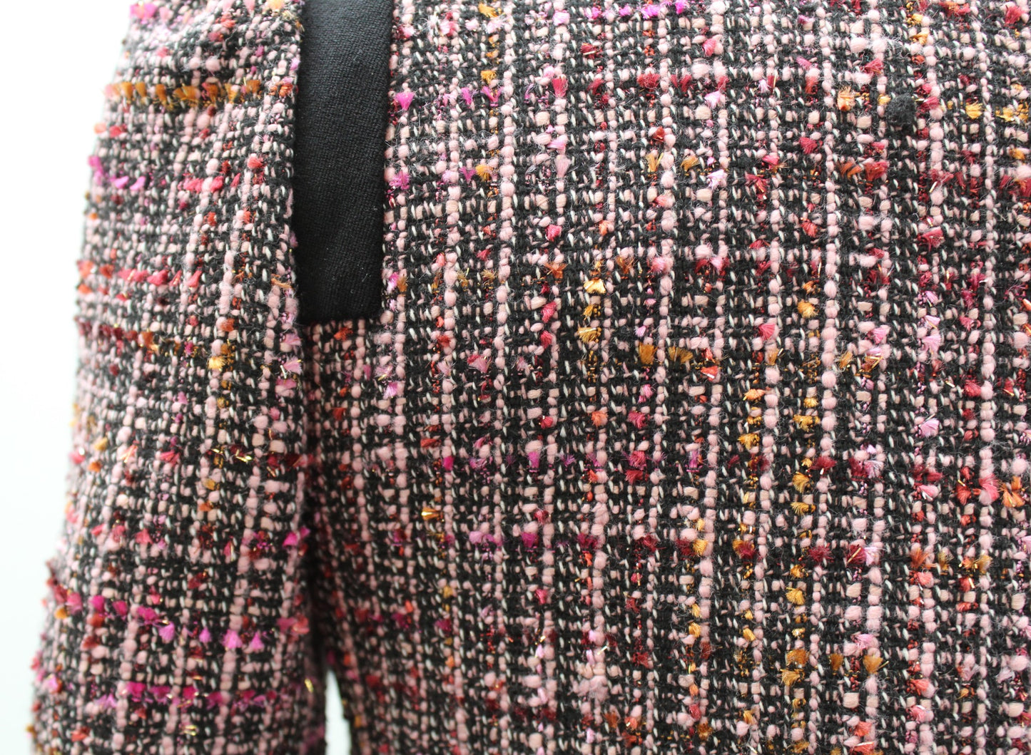 Kate Spade Tweed Puff Sleeve Blazer Jacket & Skirt Suit Set Size 00 Pink Black