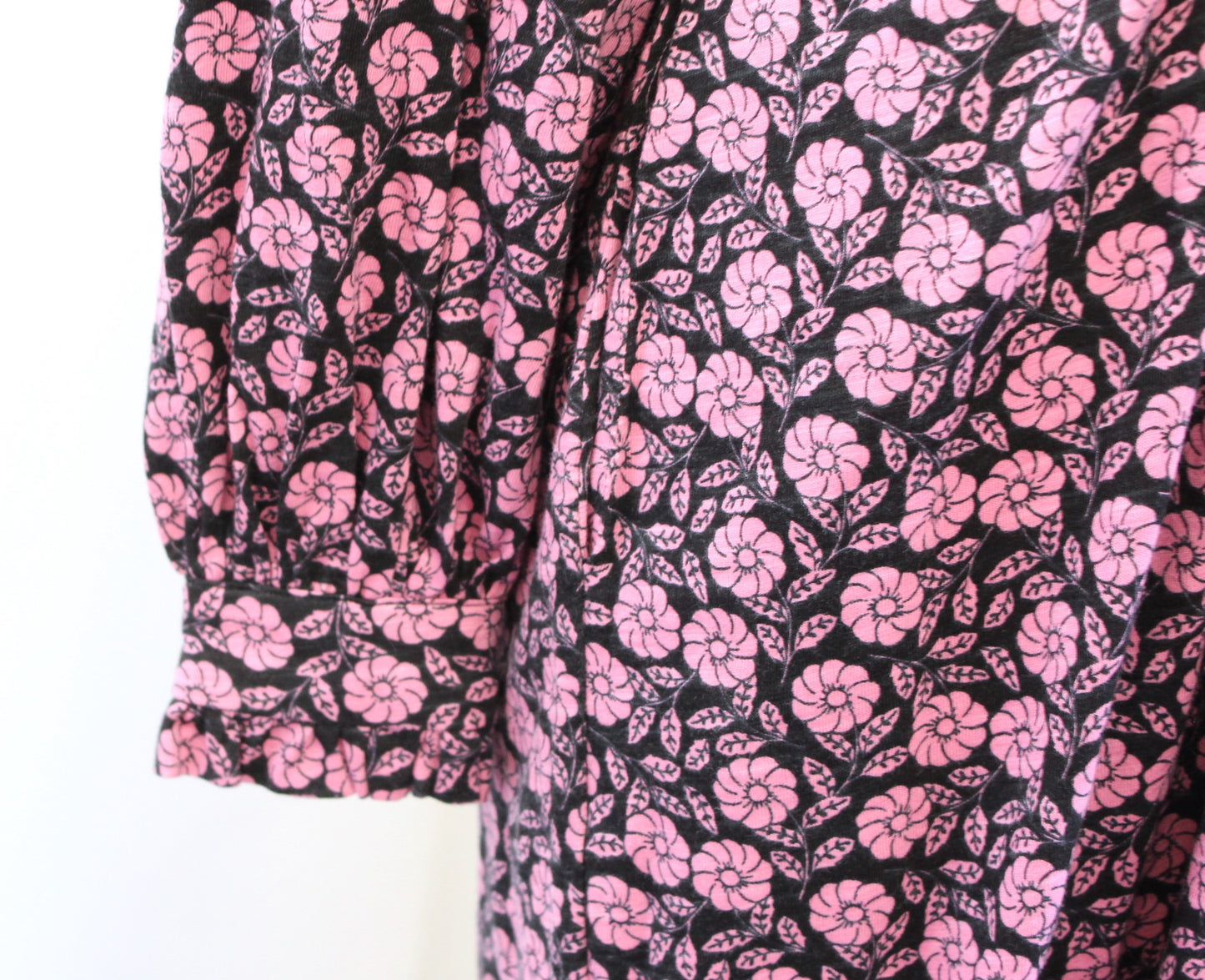 Boden Black Pink Floral Print Knit Column Dress Tie Waist Size US 8R 8 Mock Neck