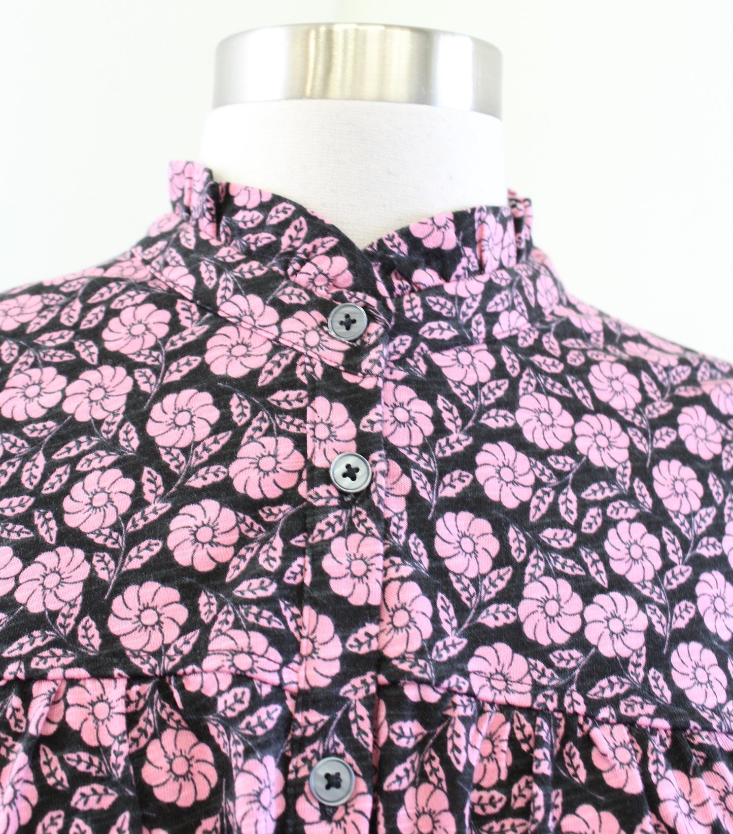 Boden Black Pink Floral Print Knit Column Dress Tie Waist Size US 8R 8 Mock Neck