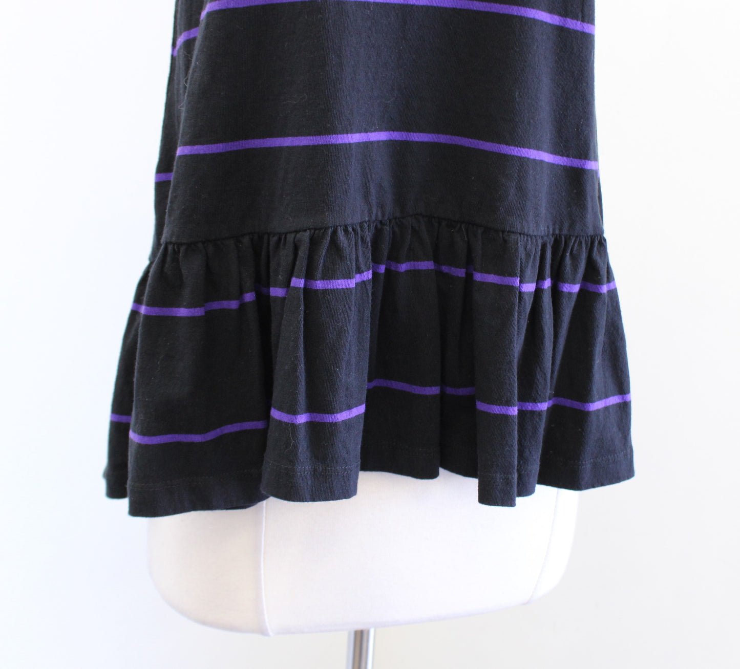 NWT Anthropologie Hildi Black Purple Striped Knit Peplum Top Mock Neck Size S