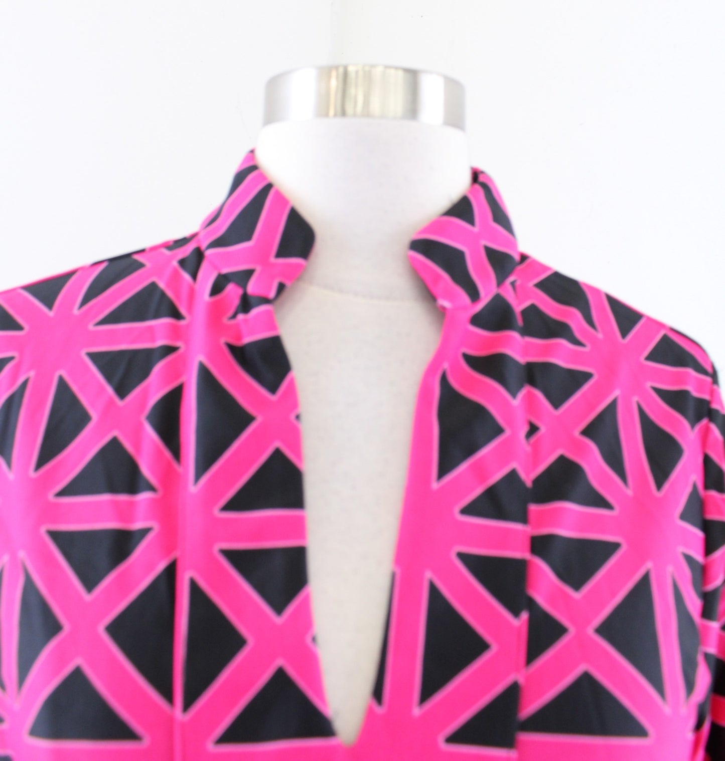 Jude Connally Black Pink Geometric Print Long Sleeve Mock Neck Dress Size M