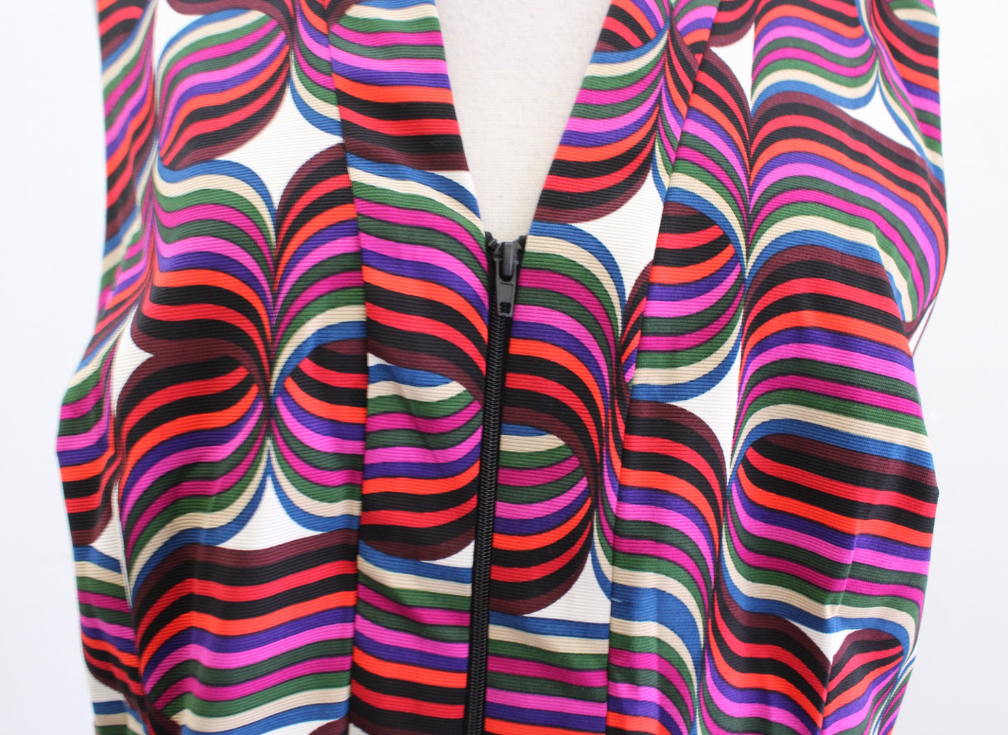 Trina Turk Colorful Abstract Geometric Print Zip Front Shift Dress Sleeveless 12