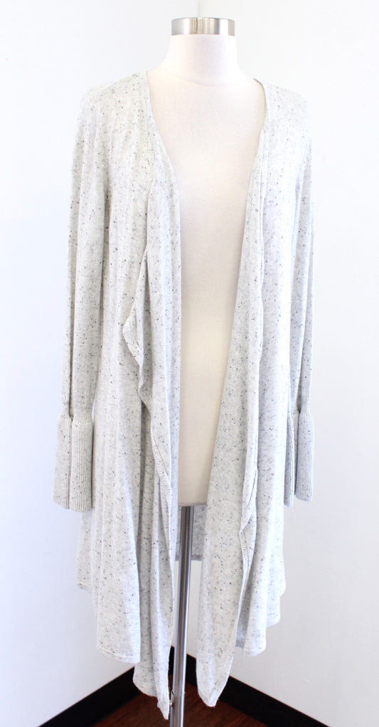 Moth Anthropologie Lyra Gray Speckle Bell Sleeve Cardigan Sweater Size M Wool