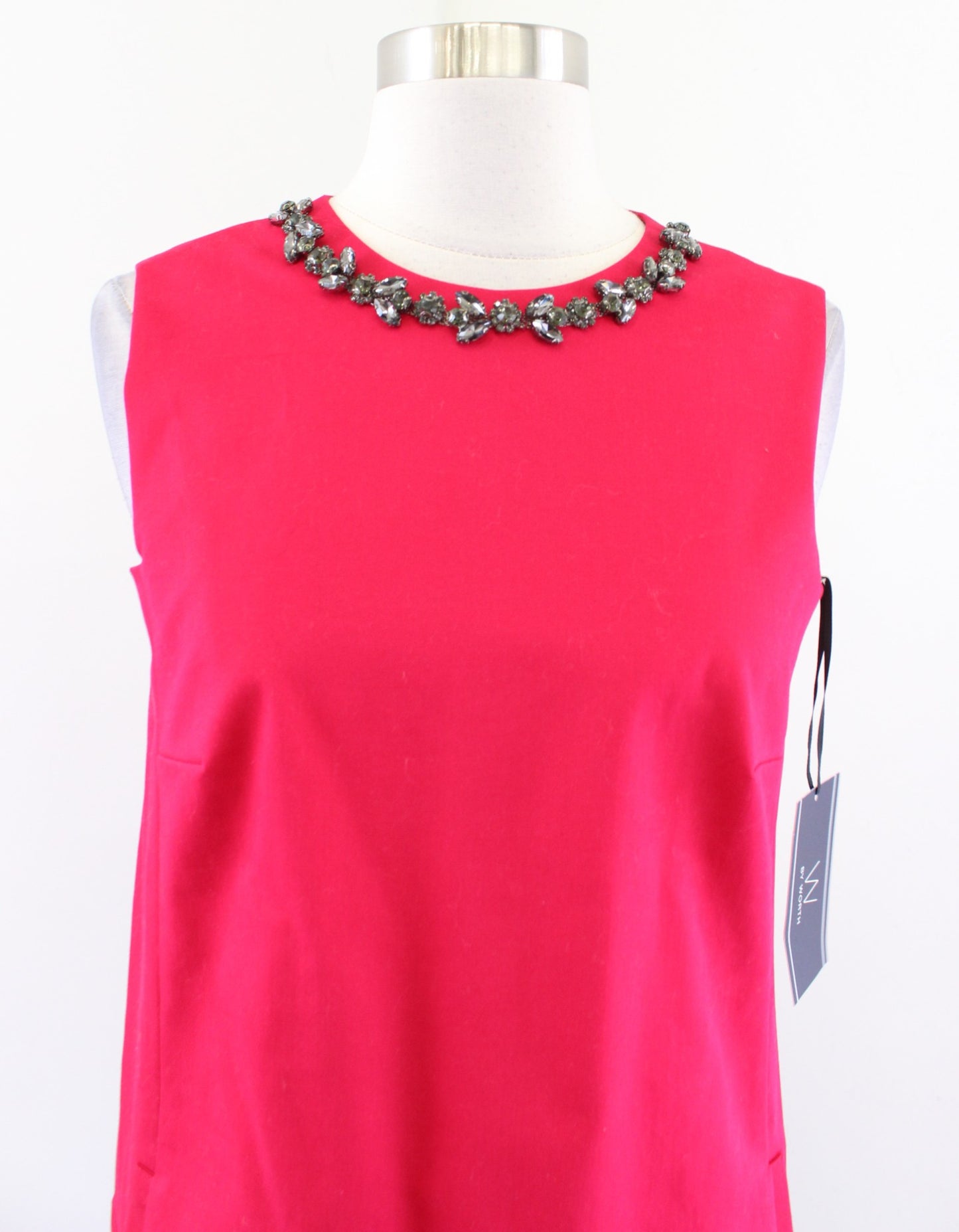 NWT W by Worth Red Beaded Jewel Embellished Shift Dress Holiday Party Cocktail 2