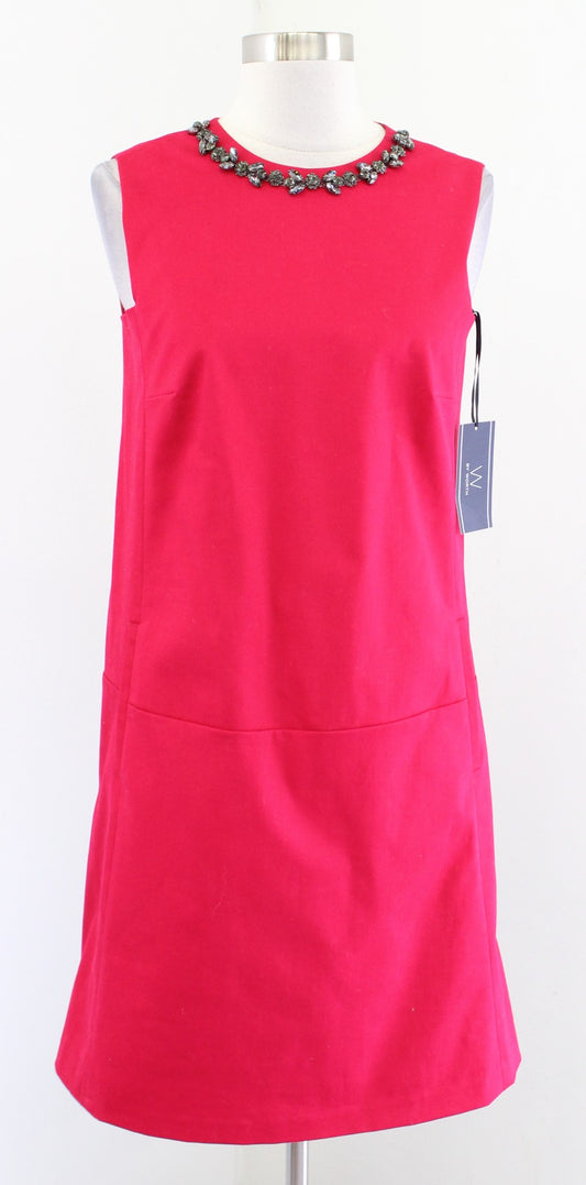 NWT W by Worth Red Beaded Jewel Embellished Shift Dress Holiday Party Cocktail 2