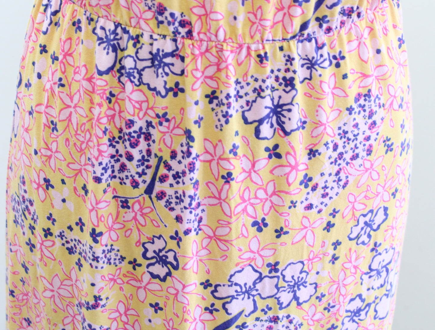 Lilly Pulitzer Yellow Butterfly Floral Print Strapless Midi Maxi Knit Size S