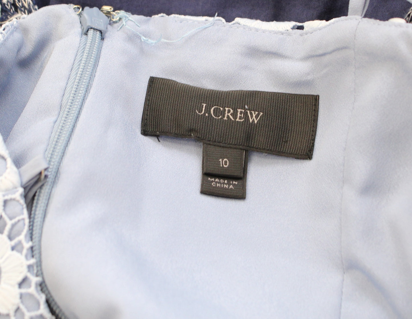 J Crew Blue Daisy Lace A Line Fit and Flare Dress Size 10 Evening Cocktail Party