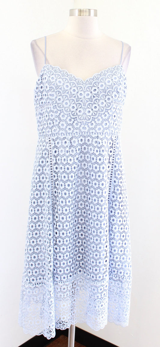 J Crew Blue Daisy Lace A Line Fit and Flare Dress Size 10 Evening Cocktail Party