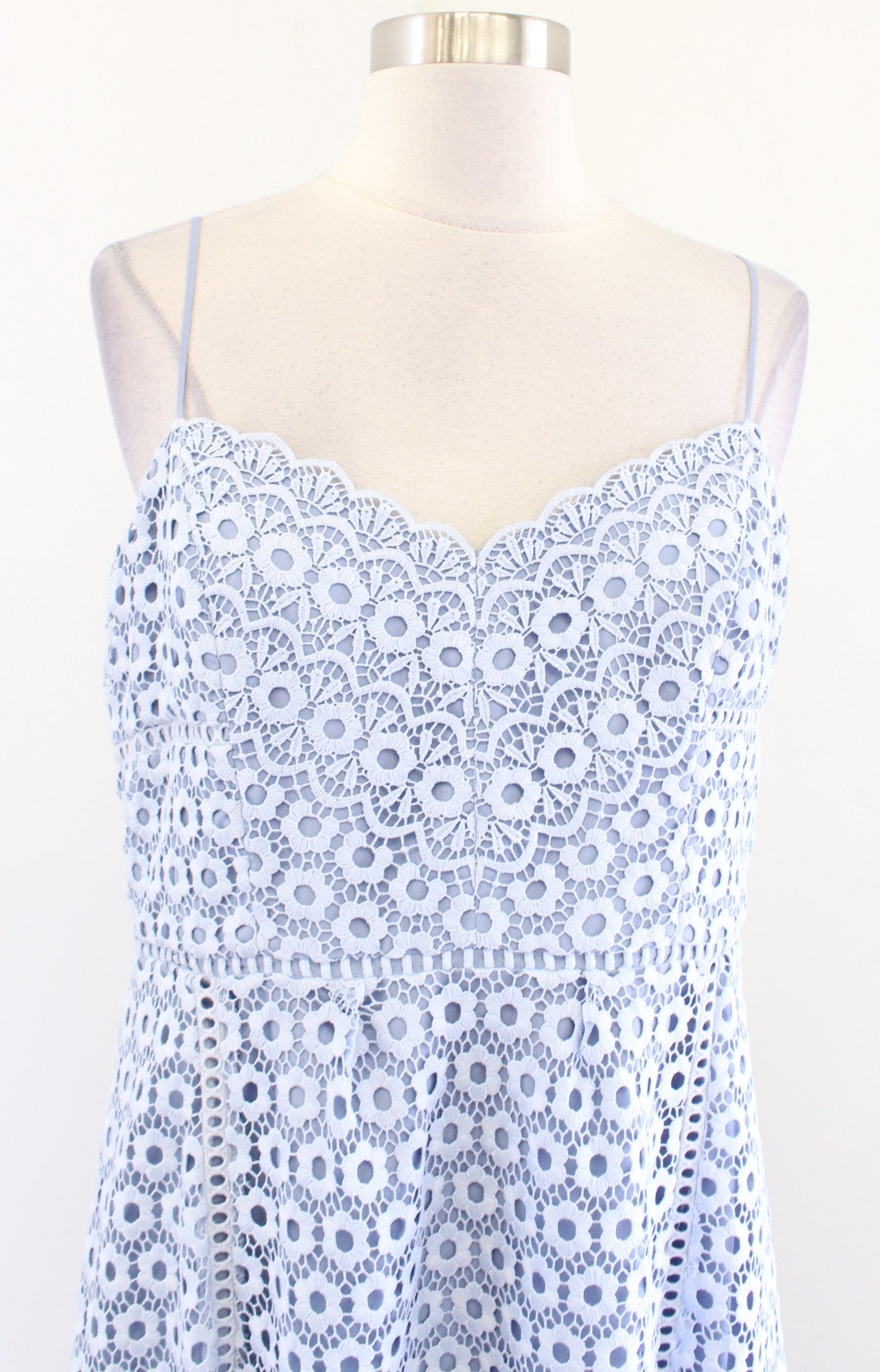 J Crew Blue Daisy Lace A Line Fit and Flare Dress Size 10 Evening Cocktail Party