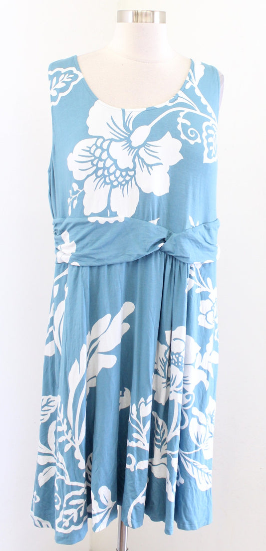 NWT Soma Soft Jersey Draped Empire Bra Dress Size XXL Blue White Floral Casual