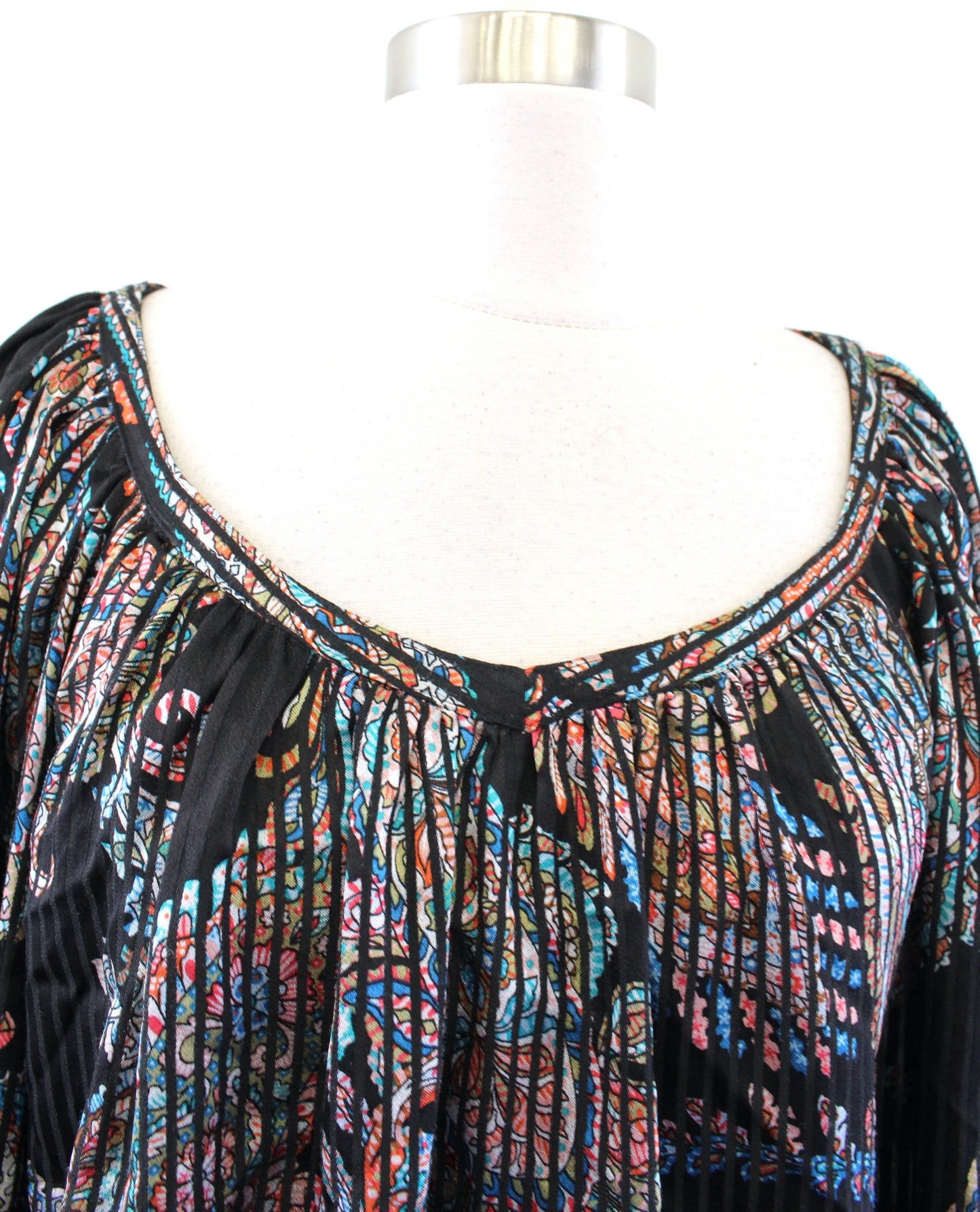 Maeve Anthropologie Madeira Black Paisley Print Burnout Satin Top Blouse Size XS