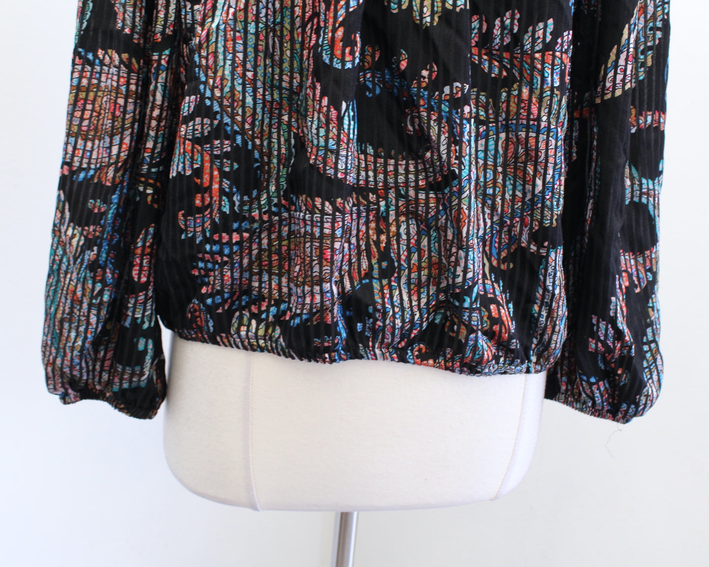 Maeve Anthropologie Madeira Black Paisley Print Burnout Satin Top Blouse Size XS