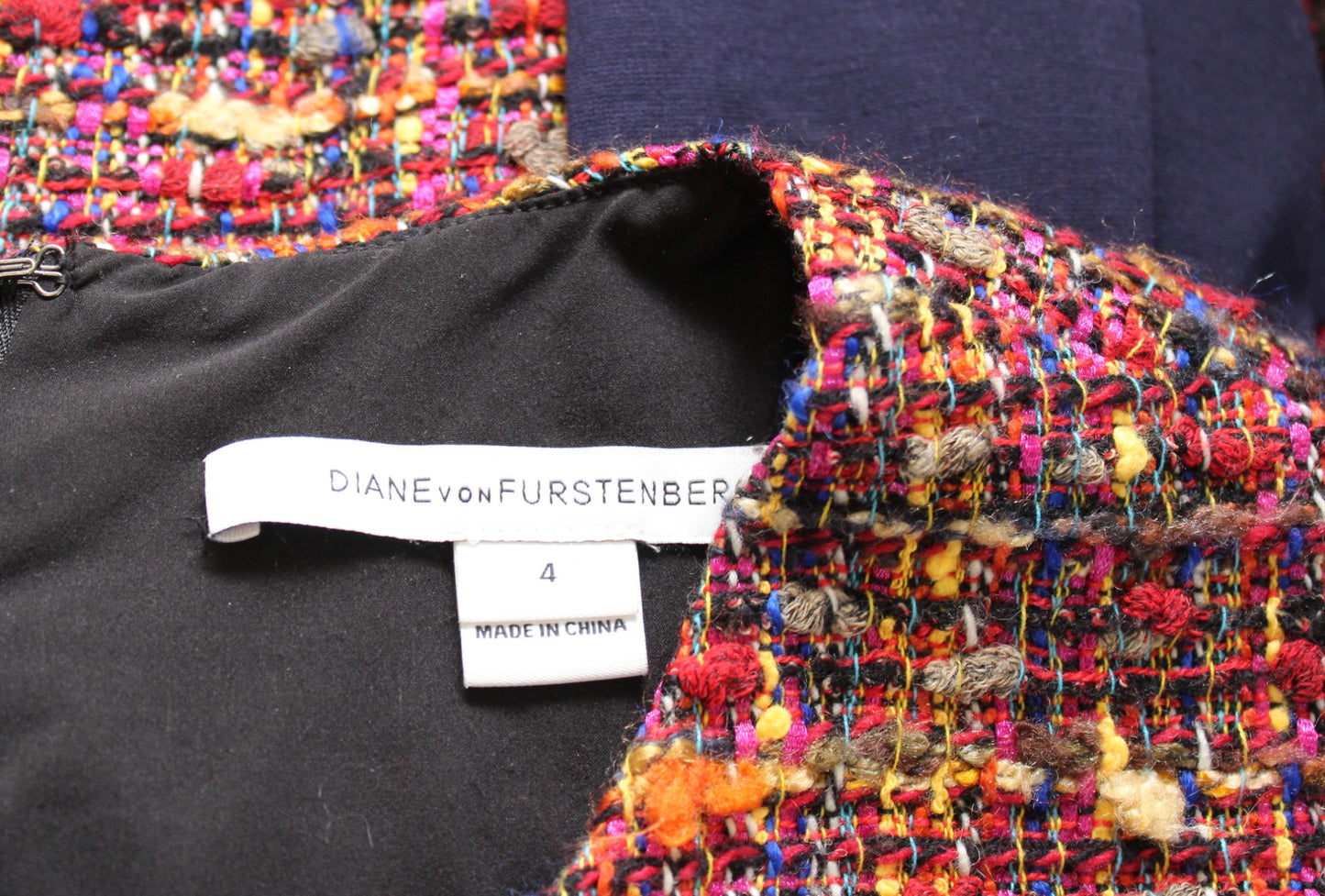 Diane Von Furstenberg Jacey Colorful Rainbow Confetti Tweed Sheath Dress Size 4