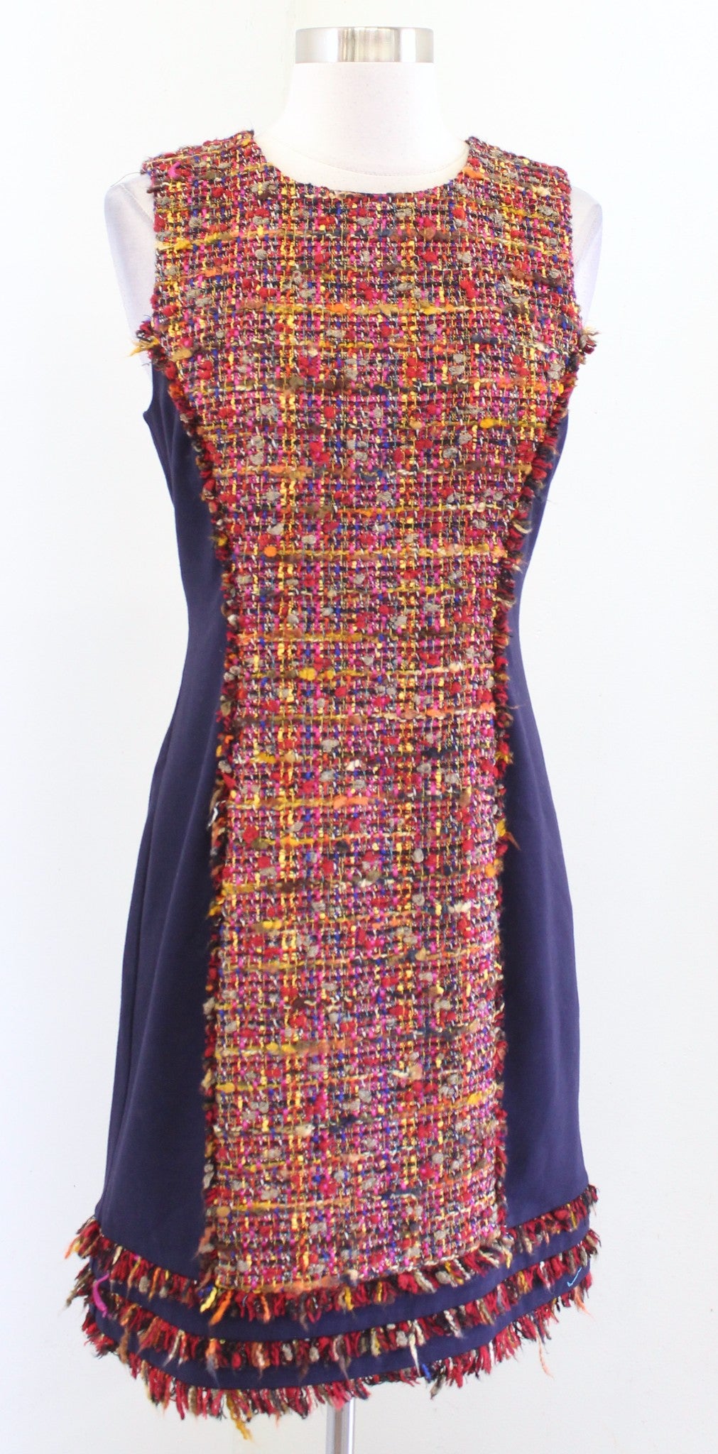 Diane Von Furstenberg Jacey Colorful Rainbow Confetti Tweed Sheath Dress Size 4