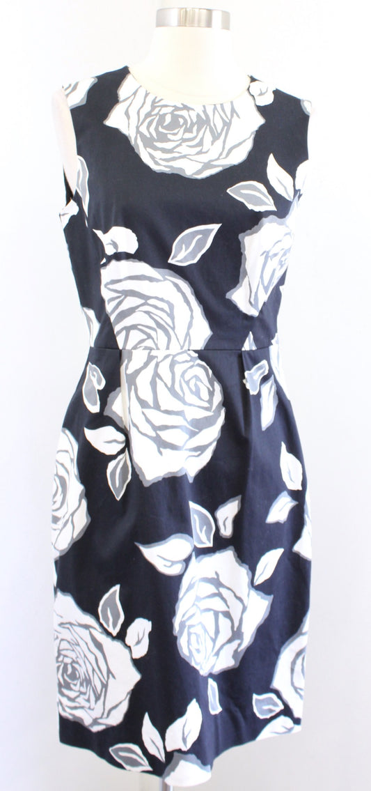 Kate Spade Aires Abbey Rose Floral Print Sheath Dress Size 6 Black Gray