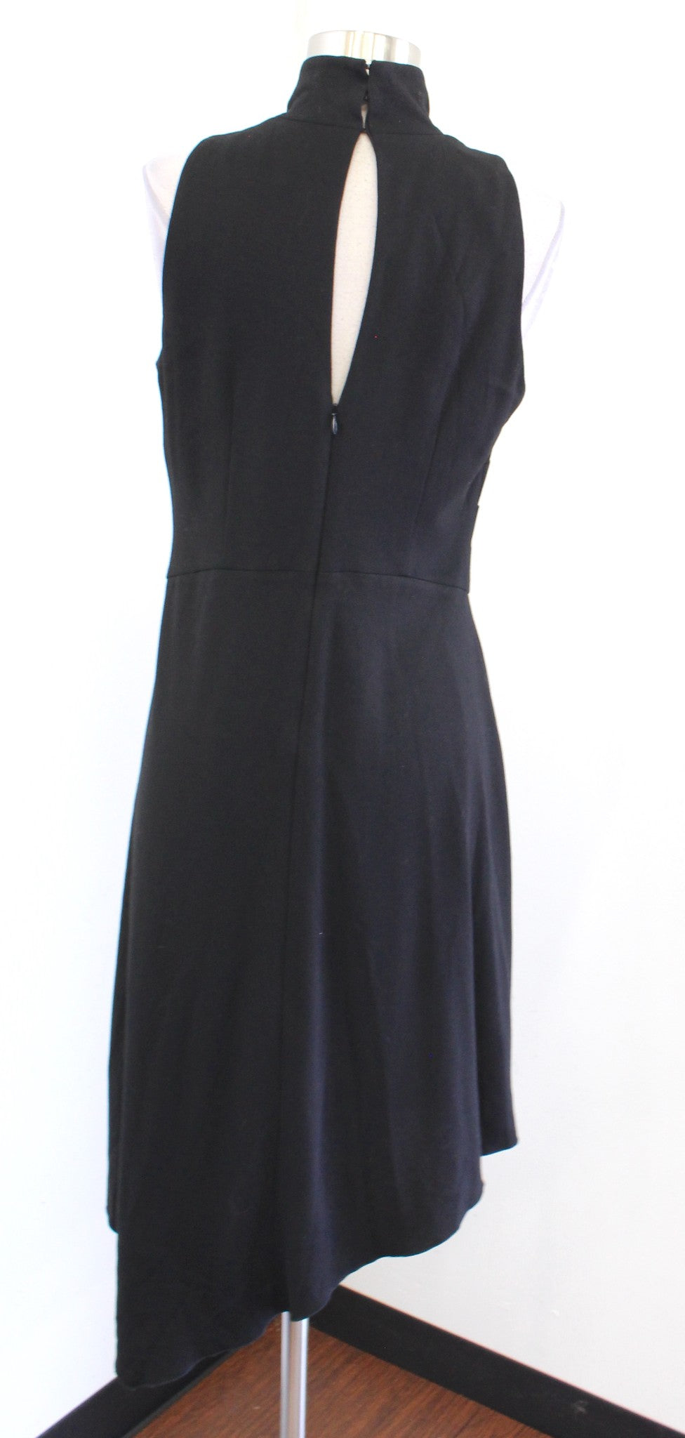 White House Black Market Black Asymmetrical Hem Turtleneck Knit Dress size 10