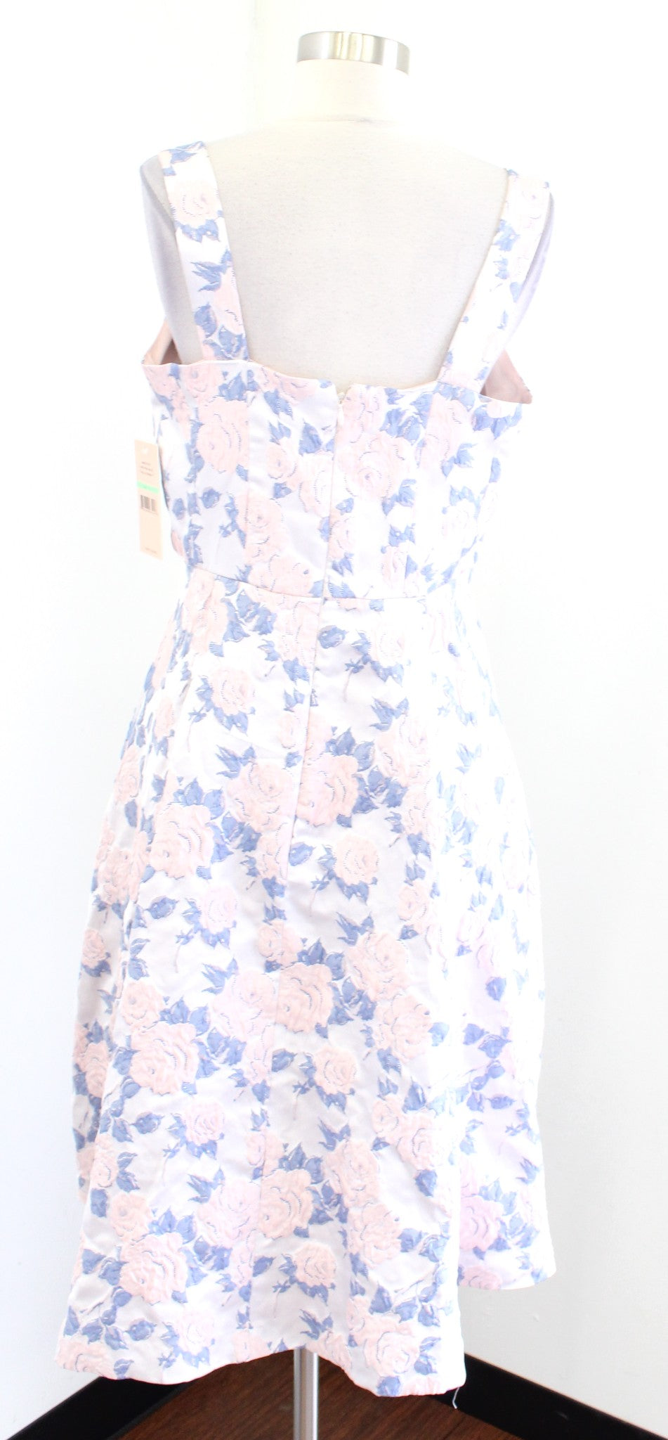 NWT Nanette Lepore Floral Jacquard A Line Fit and Flare Midi Dress 8 Blue Pink