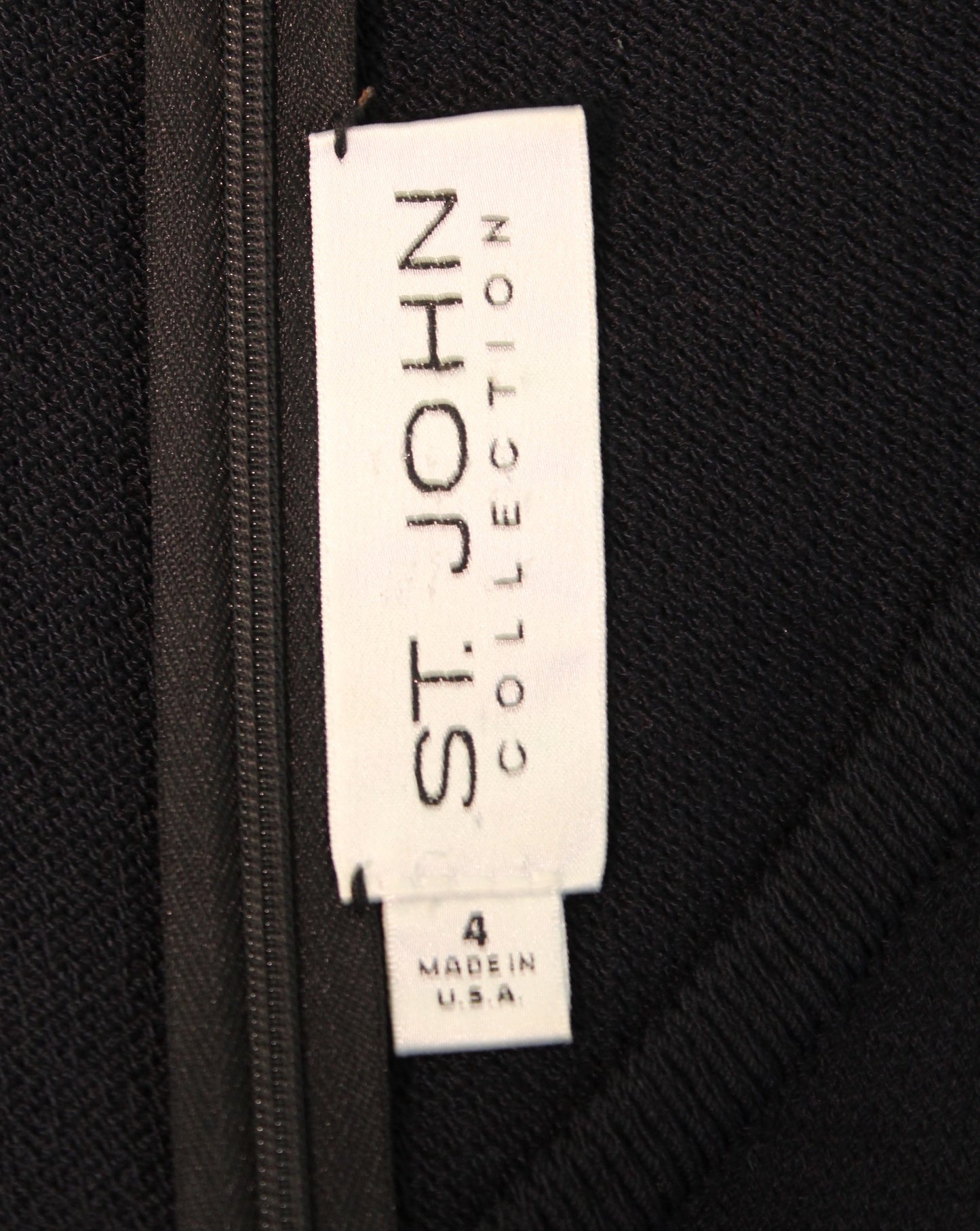 St John Collection Solid Satana Knit V Neck Flounce Hem Dress Size 4 Sleeveless