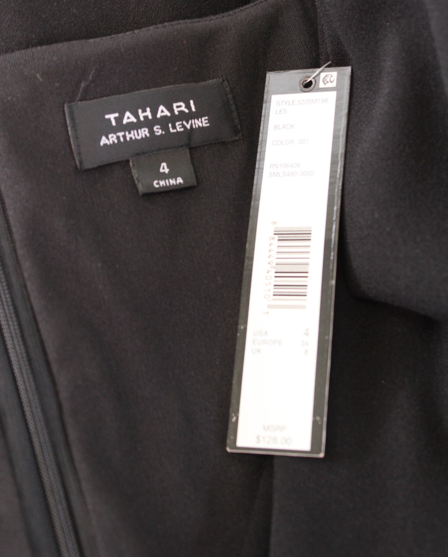 NWT Tahari ASL Levine Solid Black Crossover Bodice V Neck Sheath Dress Career 4