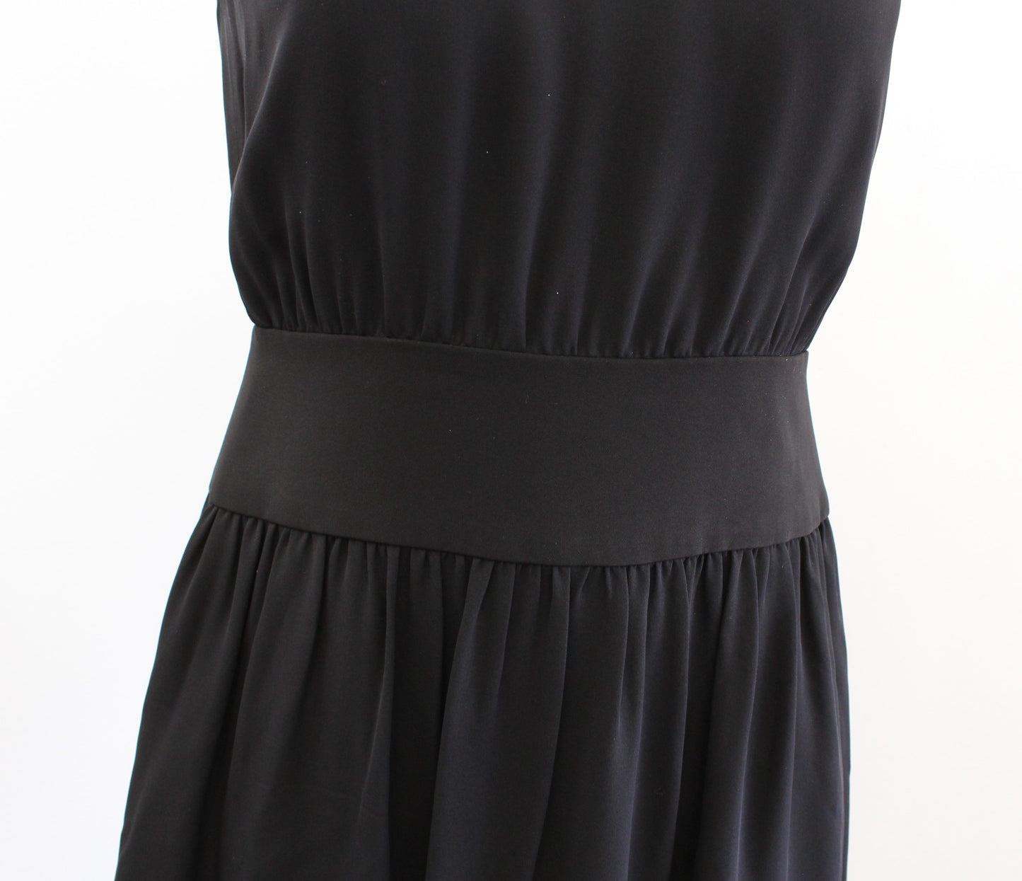 Theory Womens Solid Black Blouson Silk Dress Size 2 Sleeveless Sheath Mini