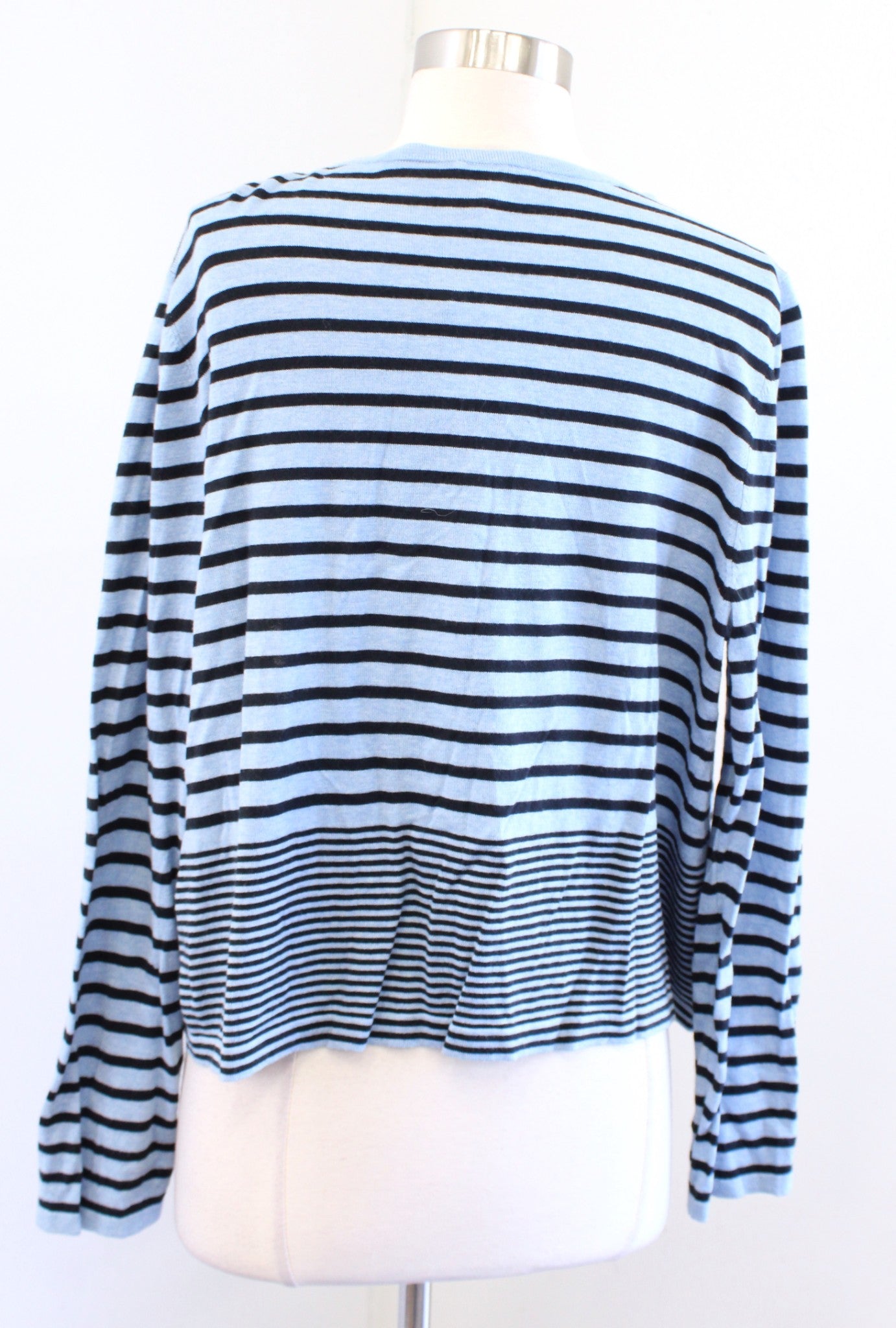 NWT J Jill Womens Blue Striped Cropped Button Front Cardigan Sweater Size L