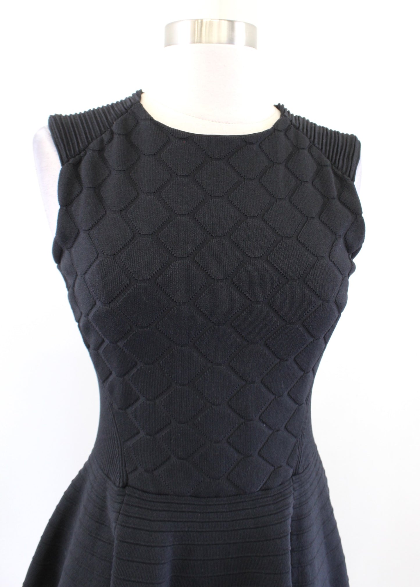 Ted Baker Frinca Black Mixed Structured Knit Bodycon Fit and Flare Dress Size 2