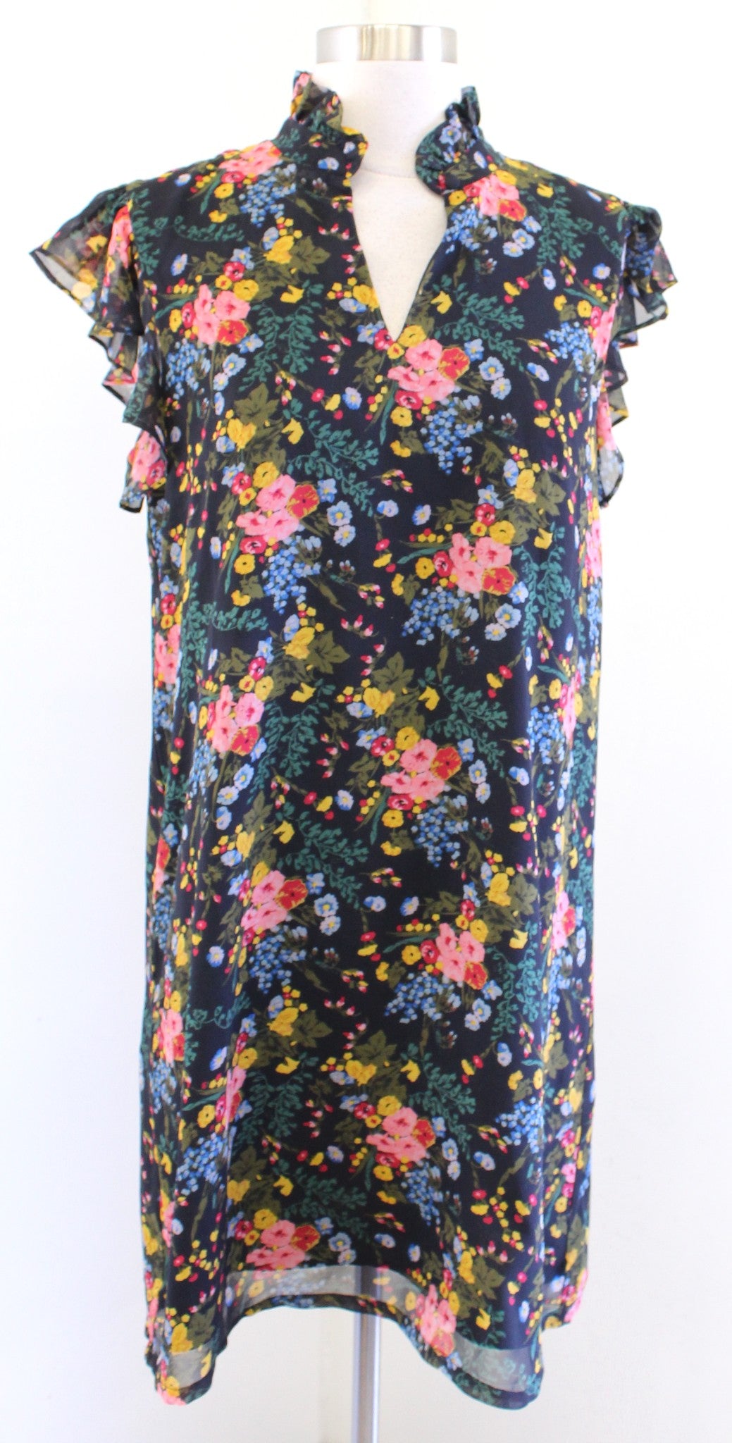 Madewell x No 6 Beacon Silk Shift Dress in Garden Bouquet Floral Size 2 Ruffle