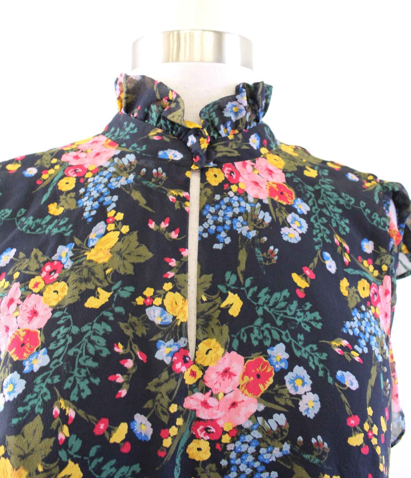 Madewell x No 6 Beacon Silk Shift Dress in Garden Bouquet Floral Size 2 Ruffle