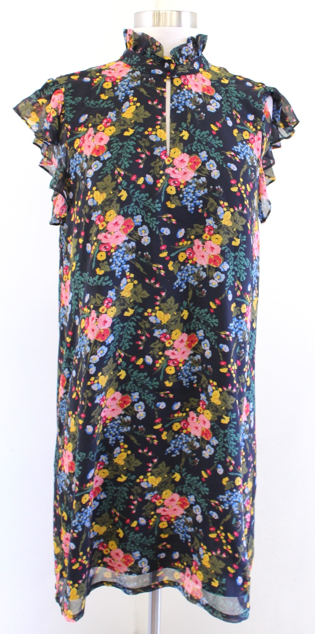 Madewell x No 6 Beacon Silk Shift Dress in Garden Bouquet Floral Size 2 Ruffle