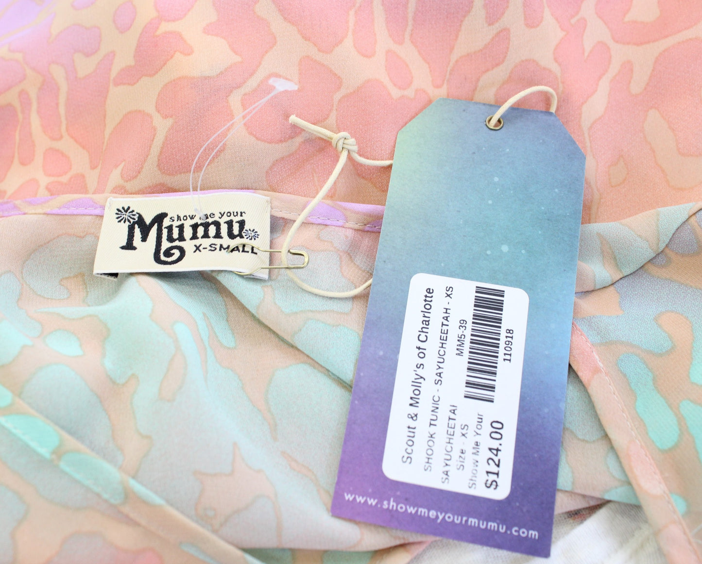 NWT Show Me Your Mumu Shook Pastel Cheetah Print Tunic Top Blouse Size XS V Neck