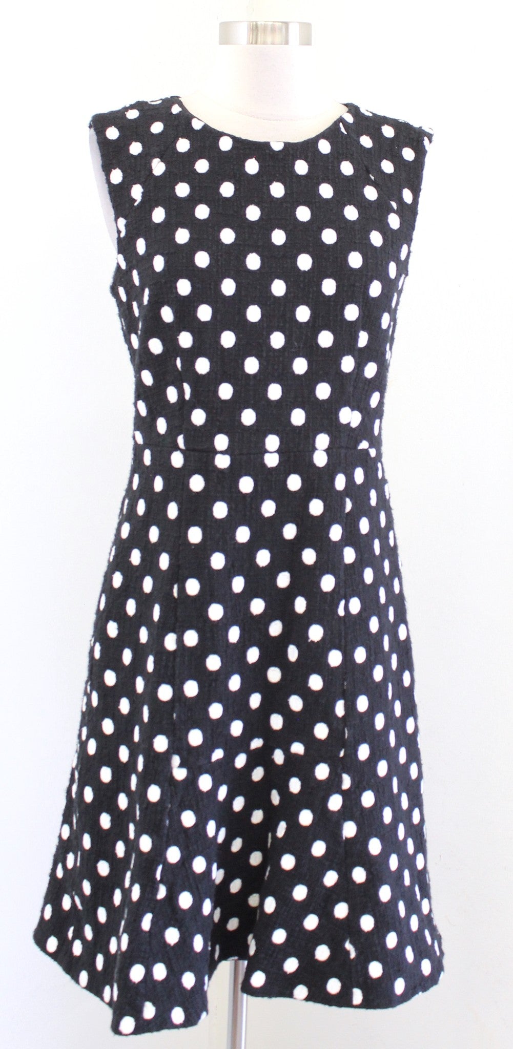 J Crew Black Ivory Poka Dot Tweed A Line Sheath Dress Size 6T 6 Tall Career