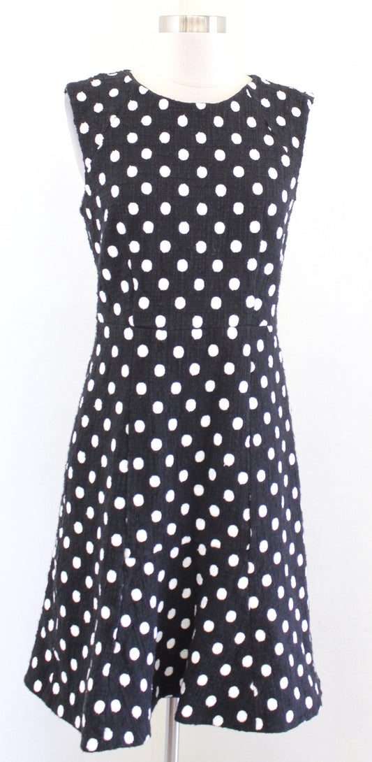 J Crew Black Ivory Poka Dot Tweed A Line Sheath Dress Size 6T 6 Tall Career