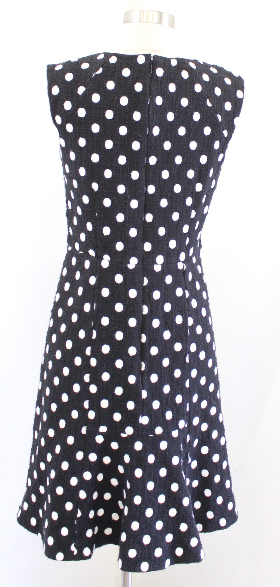 J Crew Black Ivory Poka Dot Tweed A Line Sheath Dress Size 6T 6 Tall Career