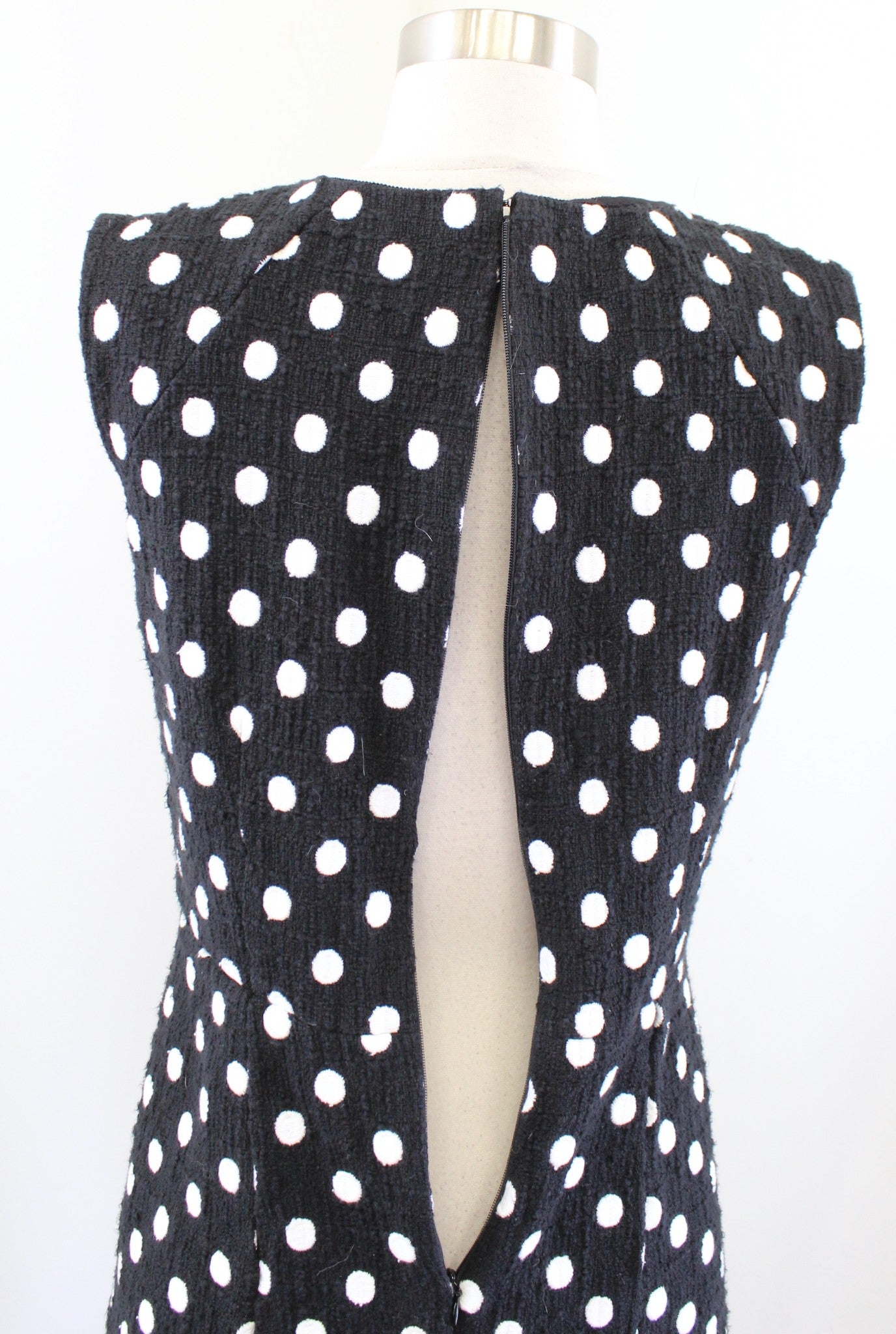 J Crew Black Ivory Poka Dot Tweed A Line Sheath Dress Size 6T 6 Tall Career