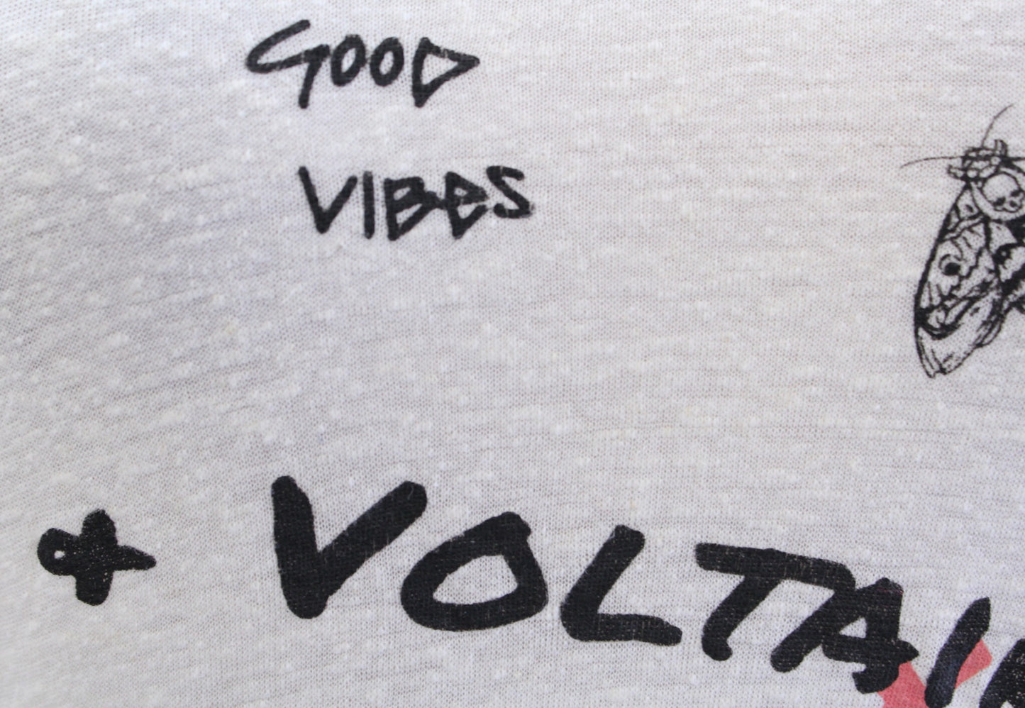 Zadig and Voltaire Zoe Off White Linen Blend Slub Tattoo Print T Shirt Top Sz XS